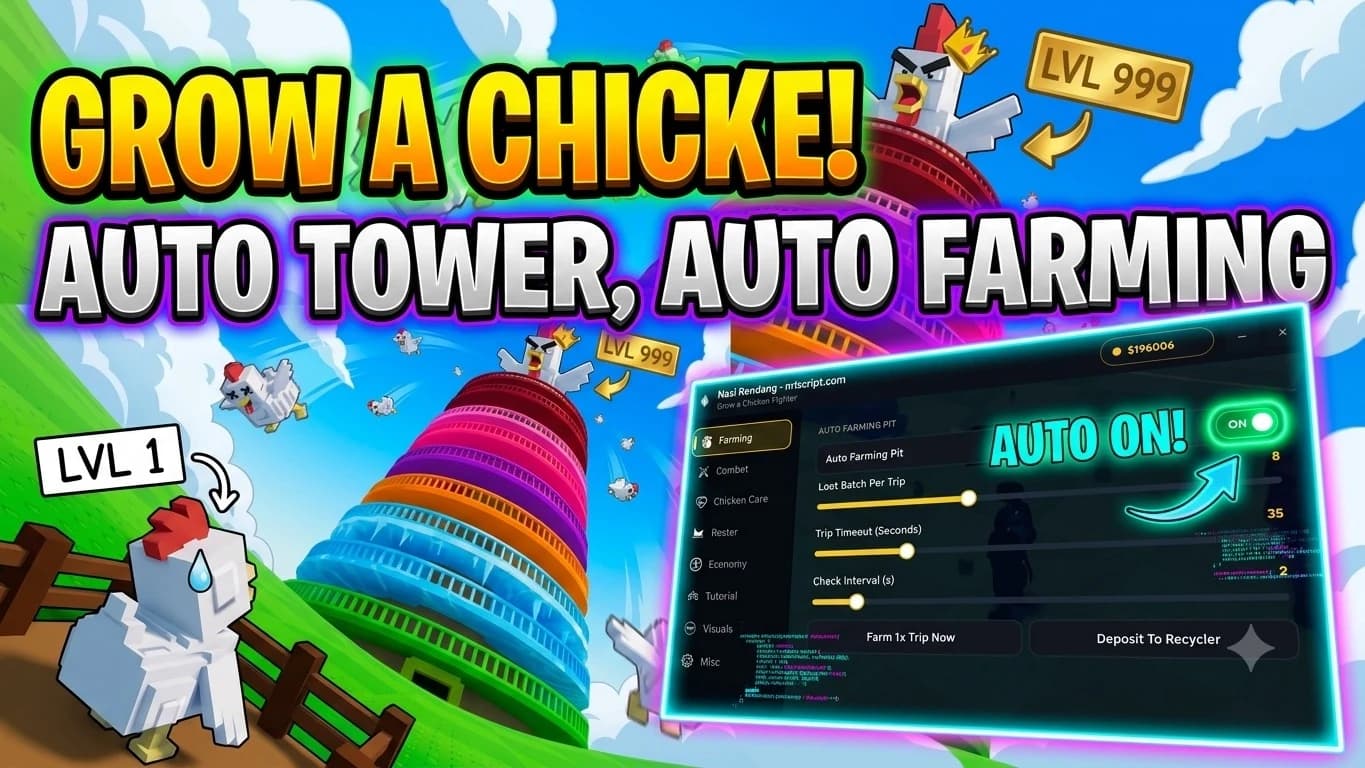 GROW A CHICKEN FIGHTER : AUTO TOWER, AUTO FARMING