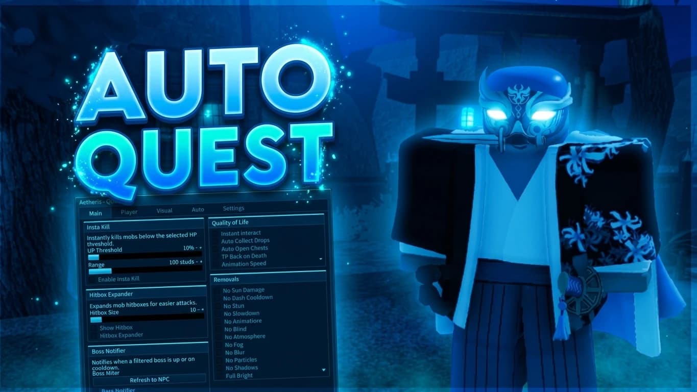 AETHERIS HUB - KEYLESS - AUTO FARM, BOSS, QUESTS + MORE!