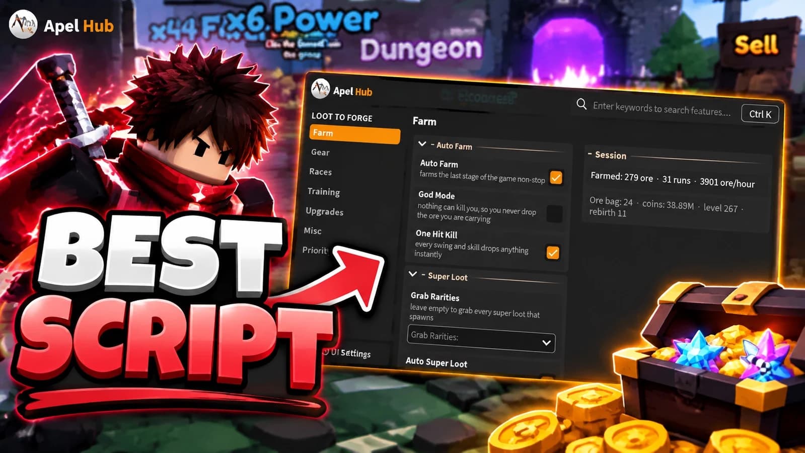 Instant Kill,God Mode, Auto Farm, Auto Train, and more