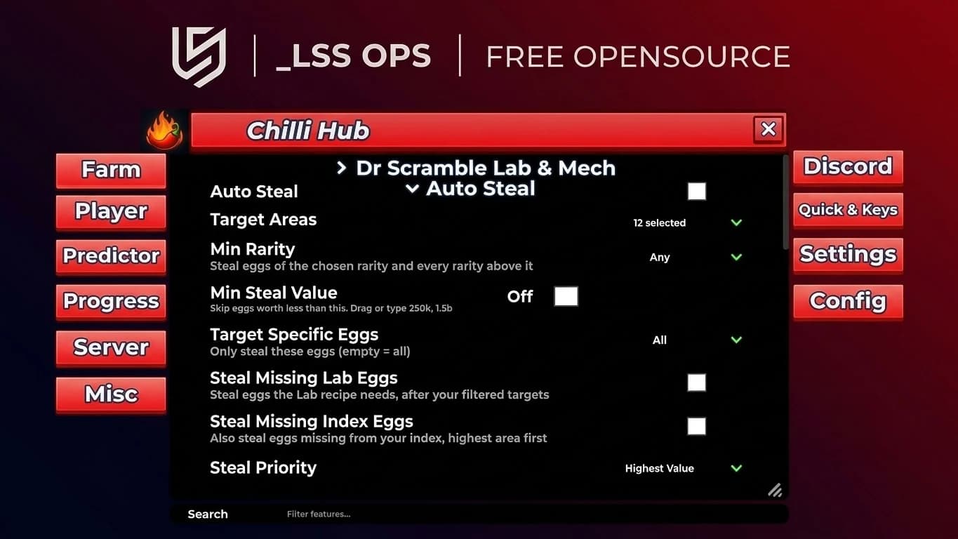 [OPENSOURCE] Chilli Hub | Instant Steal, Egg Predictor, etc