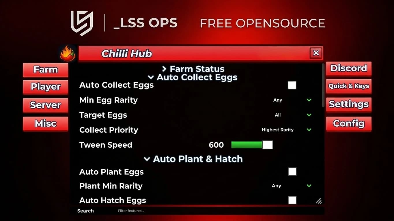 [OPENSOURCE] Chilli Hub | Auto Collect Eggs, Auto Hatch, etc