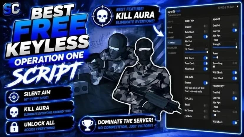 Free Operation One Script | Kill Aura, Silent Aim, All Skins