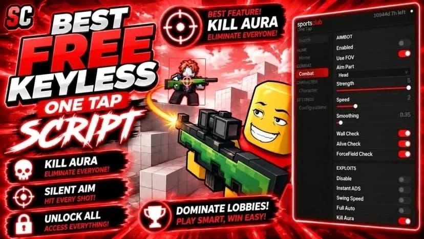 Free One Tap Script | Kill Aura, Silent Aim, Unlock All