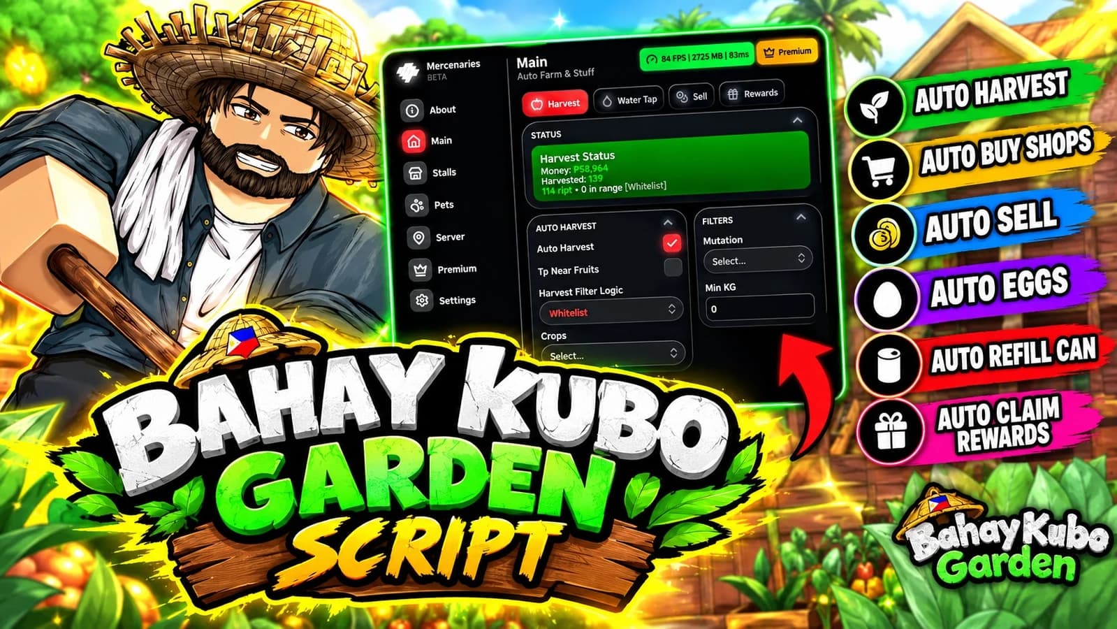 [MERC] Auto Harvest, Auto Buy Shops, Auto Sell & More!