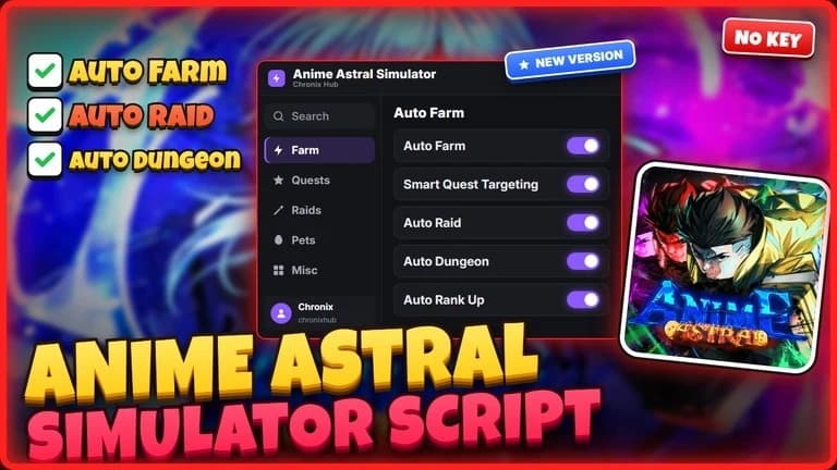 Anime Astral Simulator Script | Auto Farm, Raids [NO KEY]