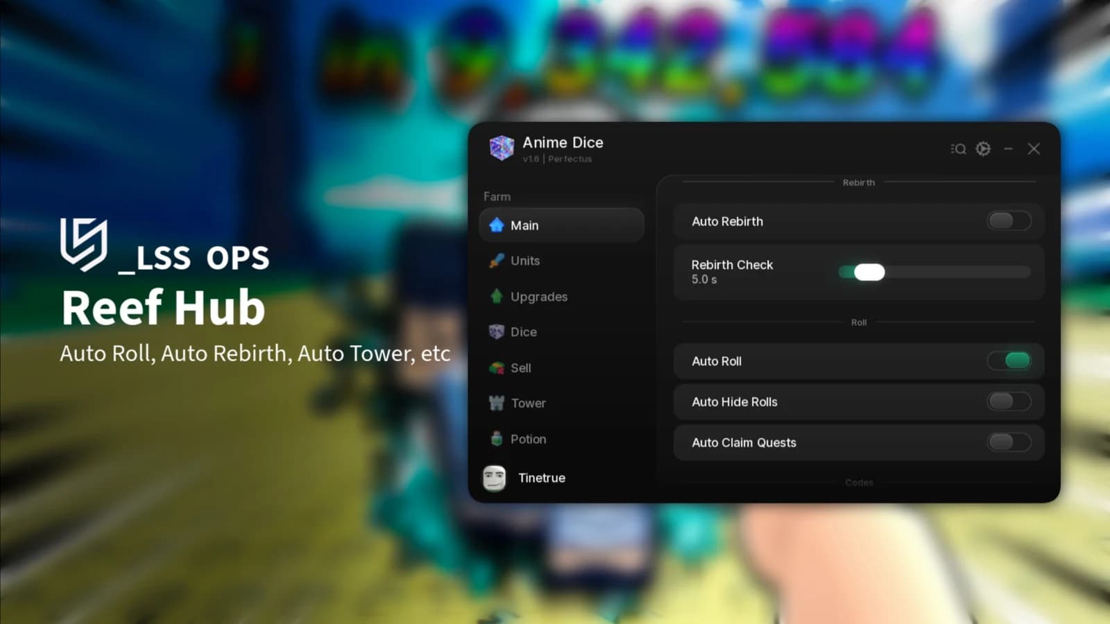 [OPENSOURCE] Reef Hub | Auto Roll, Auto Rebirth/Tower, etc