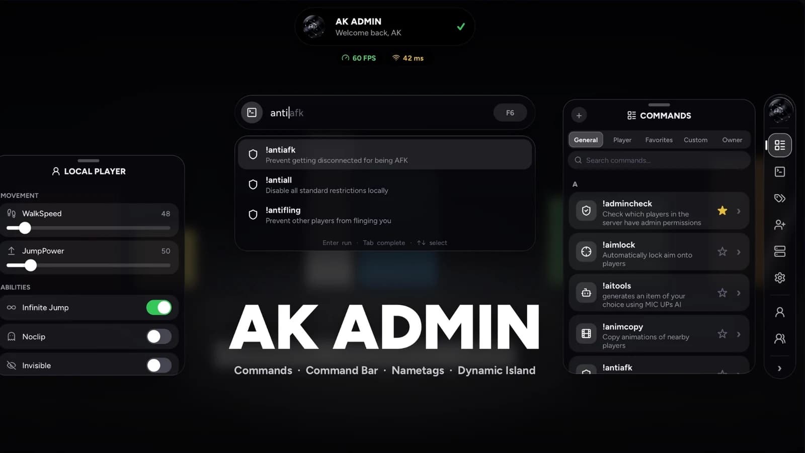 AK ADMIN | 130+ UNIQUE COMMANDS