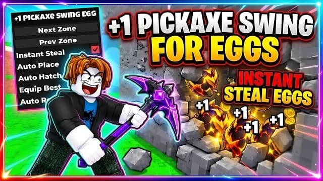 [KEYLESS] +1 Pickaxe Swing for Eggs Script