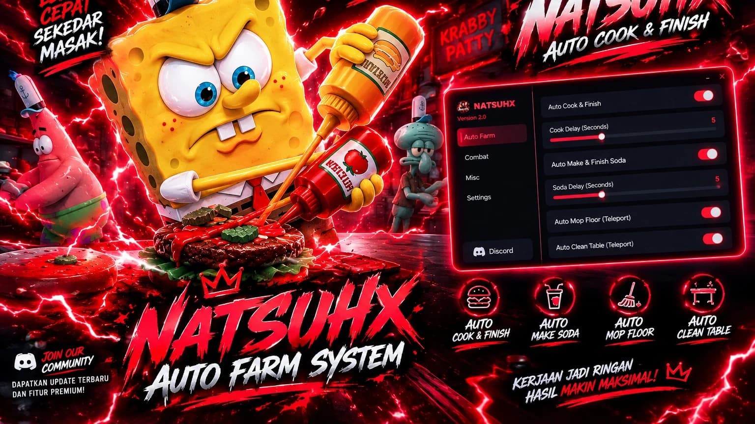 🍔NATSUHX V1.0 | AUTO FARM | AUTO COOKING