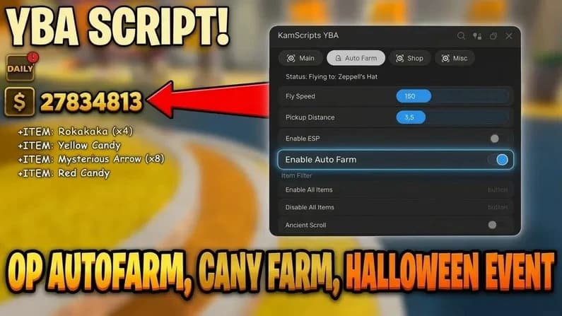 Auto Candy Farm, OP Autofarm, Fly & Item ESP