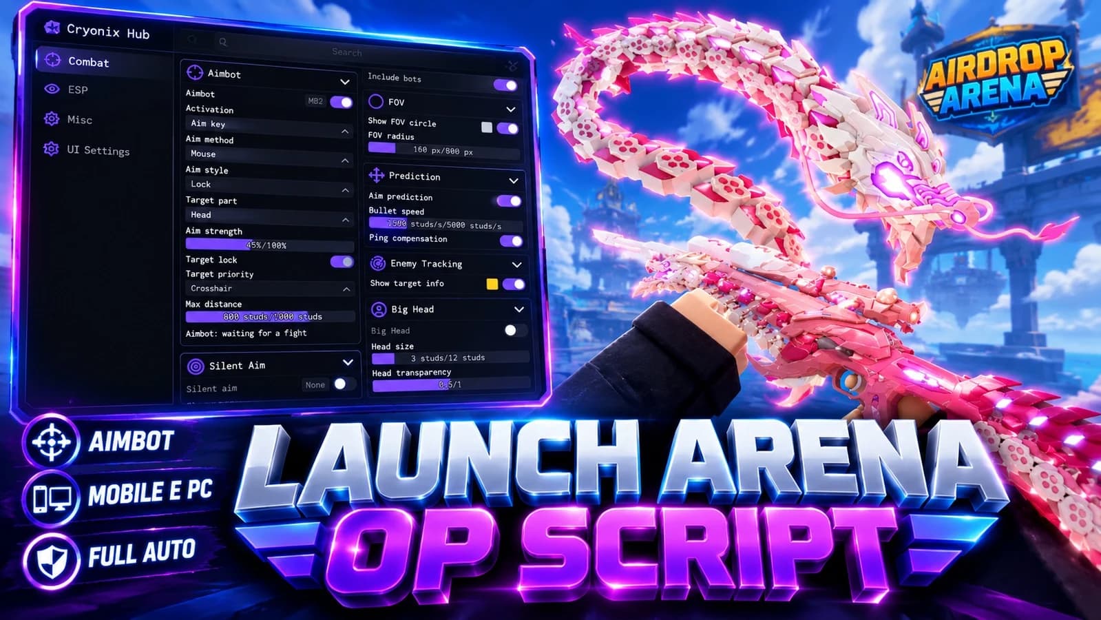 Launch Arena Script —[+] Silent Aim[+] Hit Chance[+] Ragebot