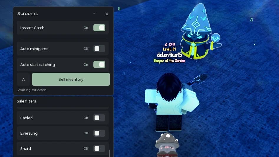 [keyless] instant catch, auto start catching, sell all