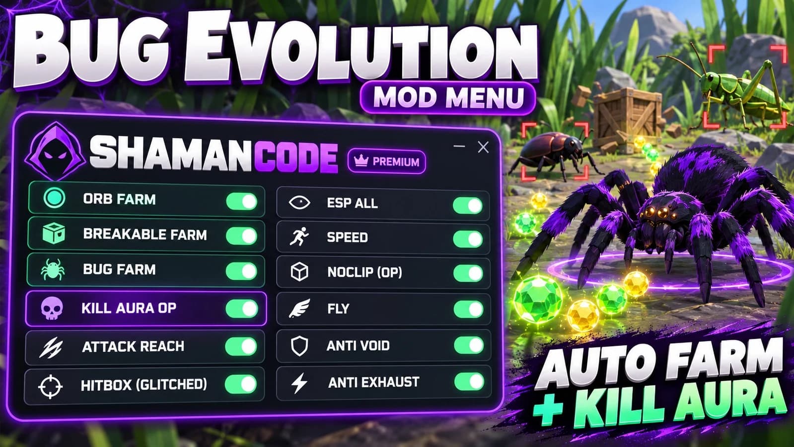 #1 Bug Evolution Script Max lvl + OP KİLL AURA + NOCLİP + MO