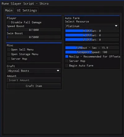 Rune Slayer Script, Added Open Storage, Auto Farm w S Hop