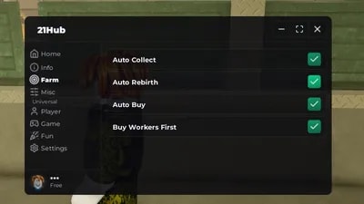 Auto Collect/Rebirth/Buy/Raid/Boss |21hub