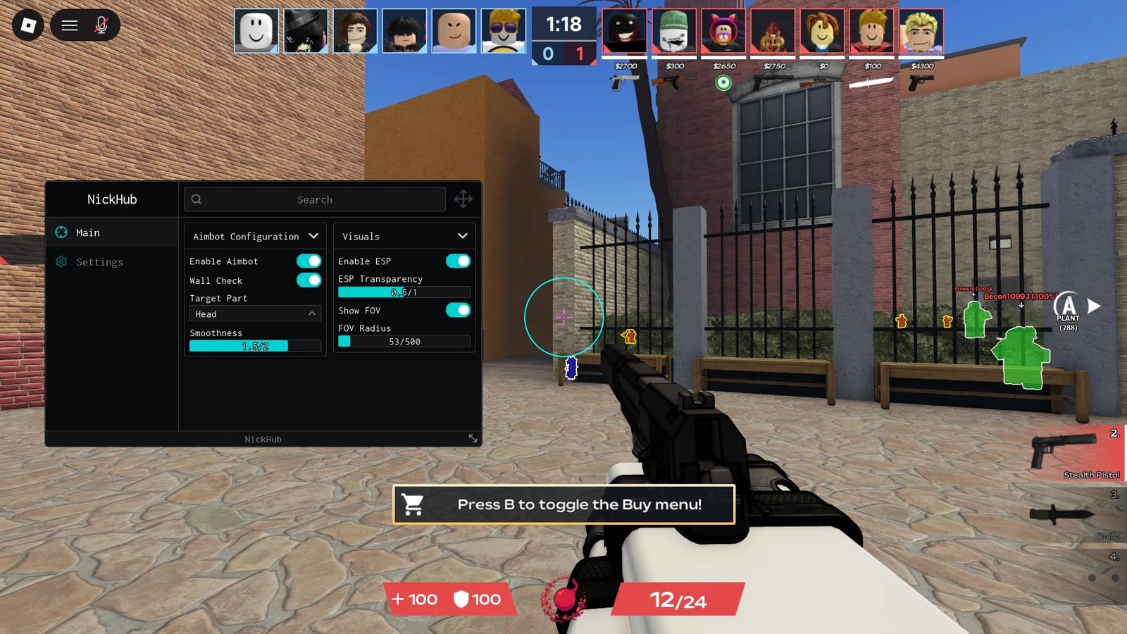 Nickhub Esp Aimbot Team Check Pov Circle