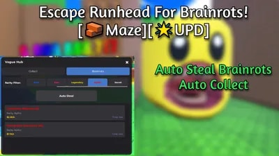 Escape Runhead For Brainrots! [🧱Maze][🌟UPD] | AUTO STEAL