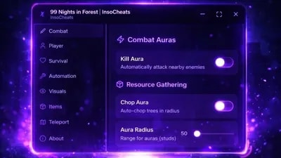 Auto Chop, God Mode, Auto bring items, Alot more