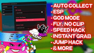 SolvexGUI Auto Collect Farm ESP God Mode Fly Instant Grab