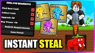 Drill for Brainrots Script INSTANT STEAL, FIND BEST CASH,dup