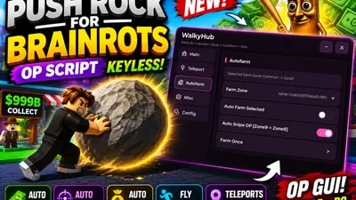 Push Rock For Brainrots KEYLESS Script| Auto Snipe + Farm OP