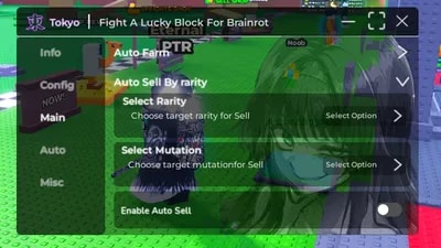 AUTO FARM, AUTO BOOS X2, AUTO COLLECT CASH, AUTO SELL RARITY