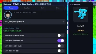😈 Split or Steal Brainrot | Auto Farm | Keyless |