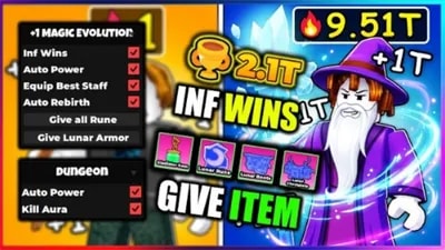 💰 +1 Magic Evolution Script - INF WINS GIVE ITEMS KILL AURA