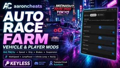 Autofarm, Speed, Grip, Brakes & Player Mods