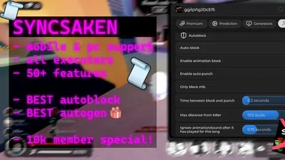 Syncsaken | Auto Farm, Auto Block, Aimbot and more (Mob+PC)
