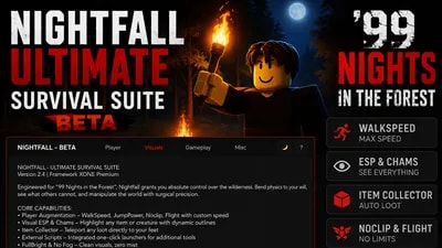 NIGHTFALL - BETA 99 Nights in the Forest, NO KEY SYSTEM!!!