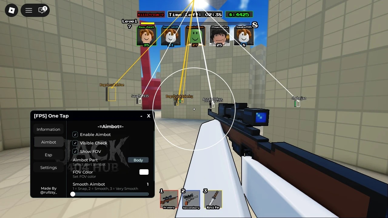 [FPS] One Tap | NO KEY | Aimbot, Esp Menu.