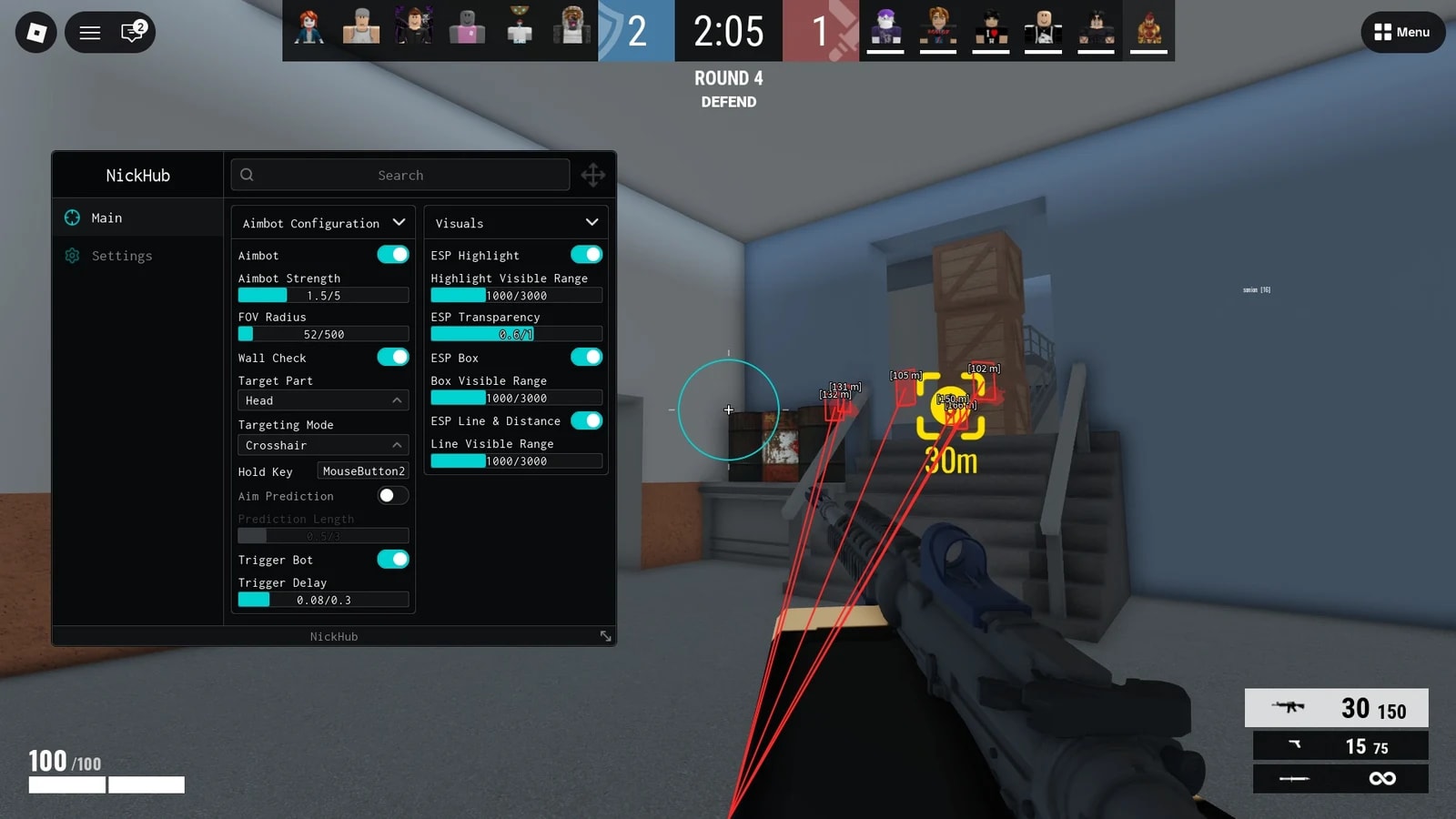 NICKHUB | AIMBOT TRIGGER BOT ESP LINE BOX HIGHLIGHT AND MORE