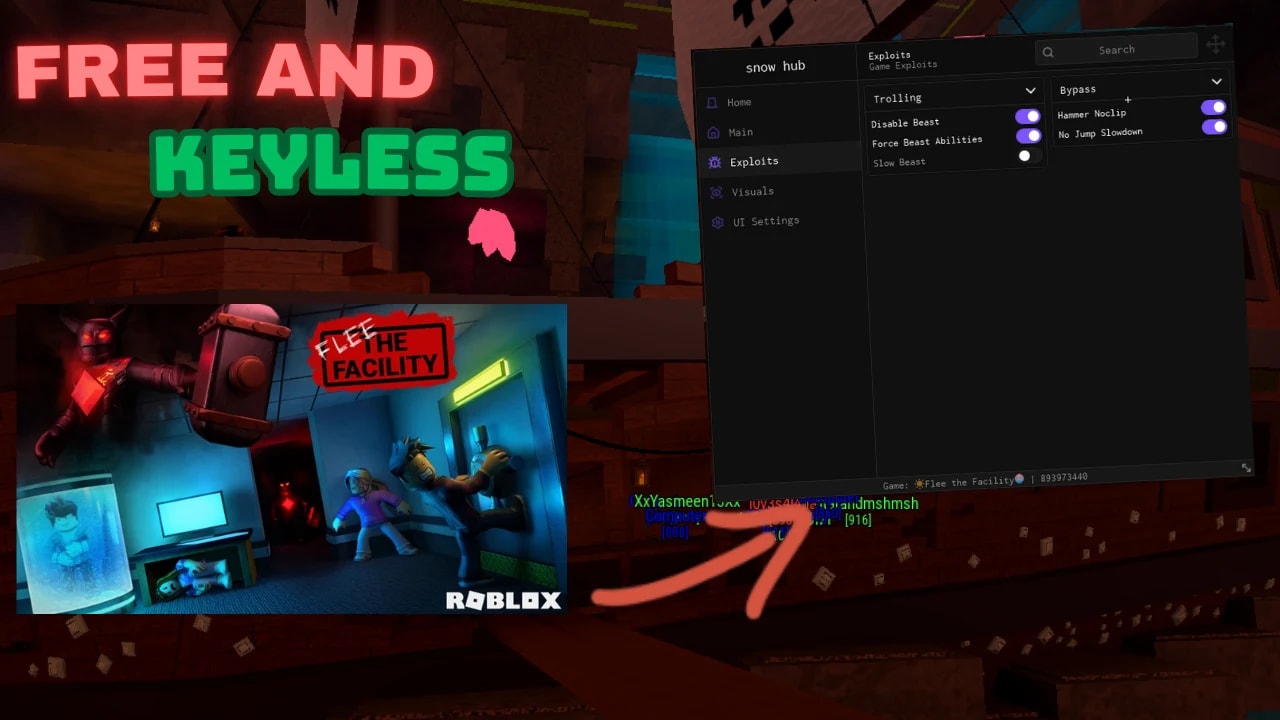 Slow beast, Disable beast, Invisible, Hammer Noclip and more