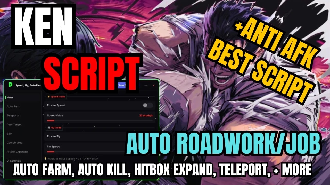 Ken Auto Farm, Auto Work/Roadwork, Hitbox Expand, ESP, + Mor