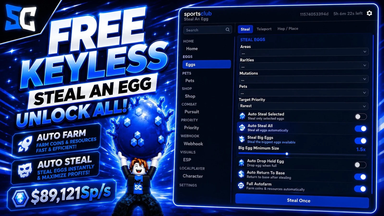 Free Steal an Egg Script | Auto Steal, Auto Farm, Auto Hatch