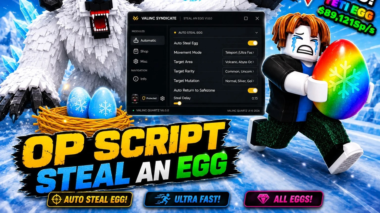 Keyless [OP] Steal an Egg - Fast Egg Catch, Auto Farming