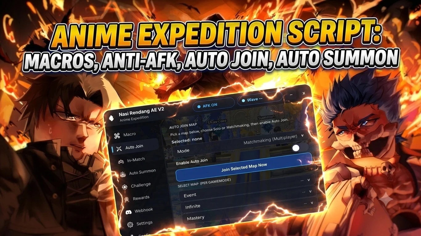 ANIME EXPEDITION MACRO, ANTI-AFK, Auto Match Script