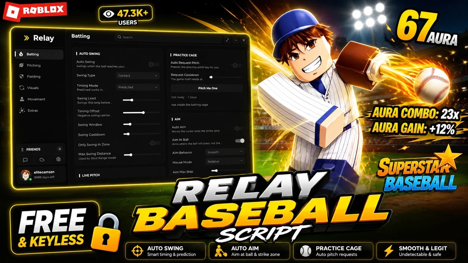 Relay | Auto Swing/Aim | Superstar Baseball | Free & Keyless