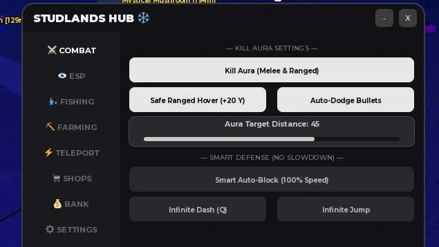 Studlands kill aura, shop from anywhere, auto farm