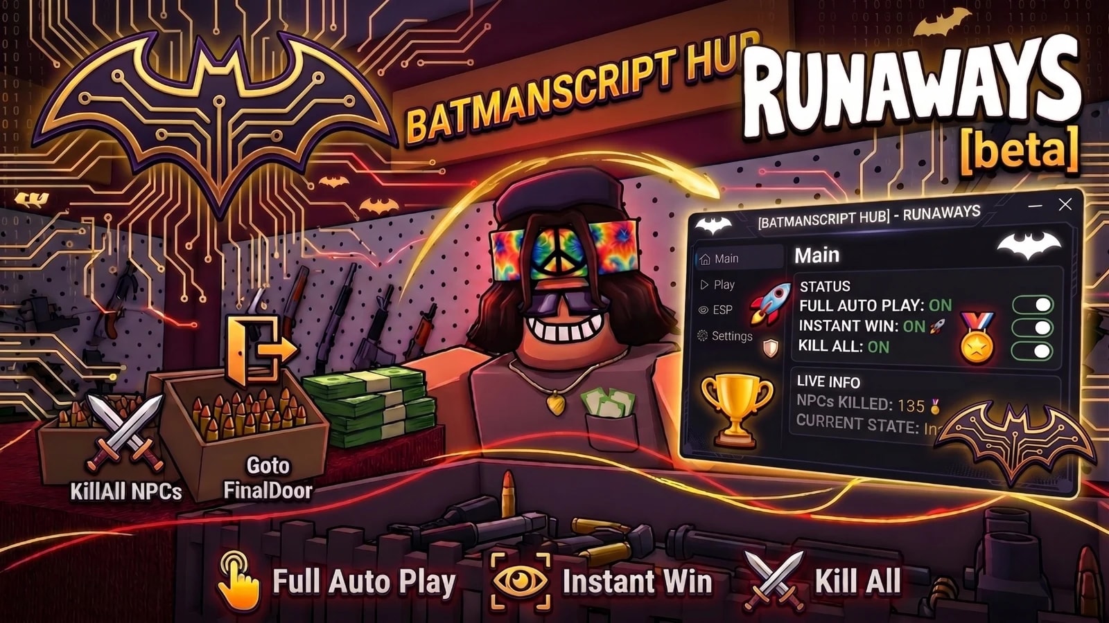 Full Auto Play, Instant Win, Kill All