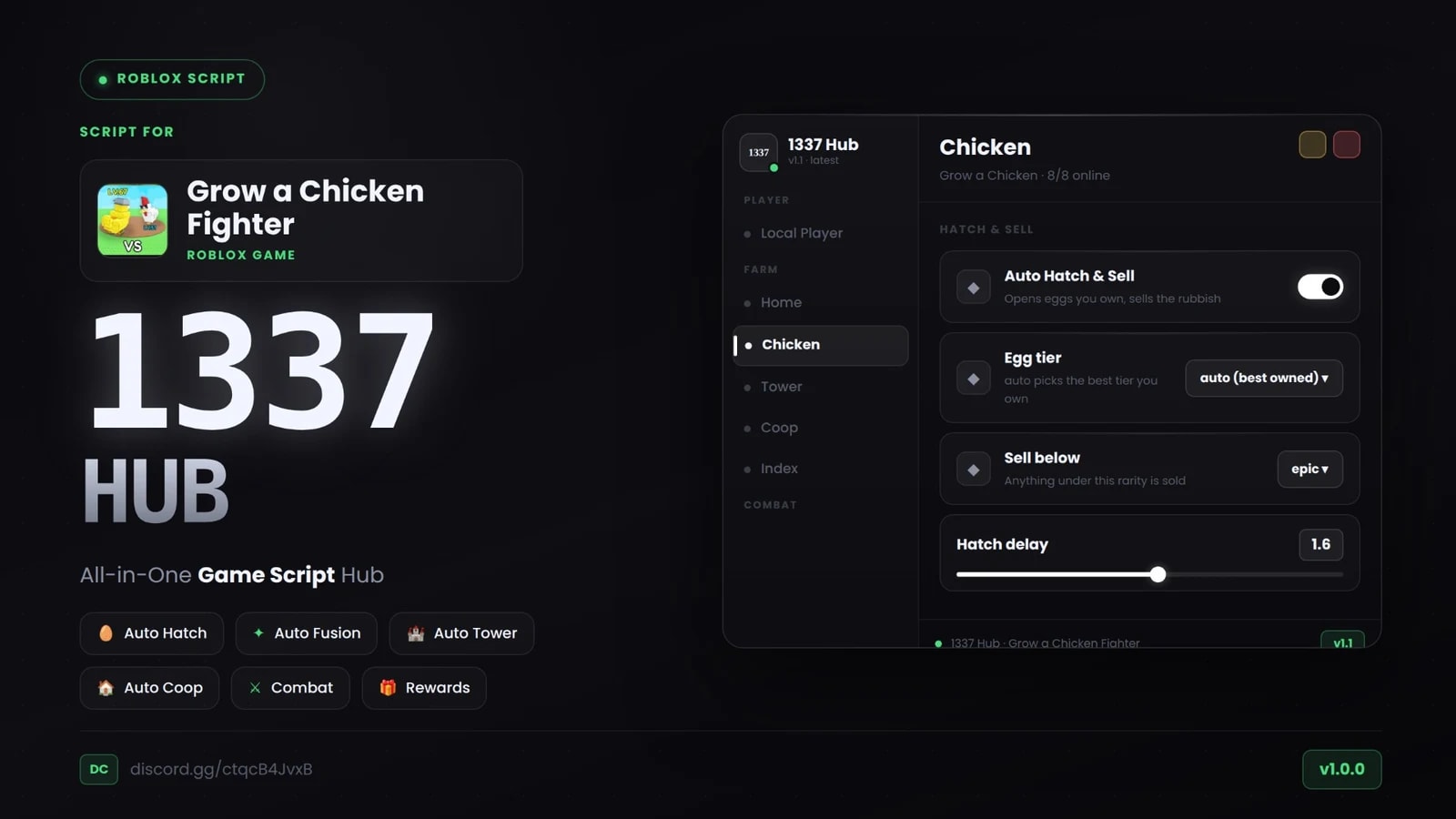 [KEYLESS/NO KEY] GROW A CHICKEN FIGHTER