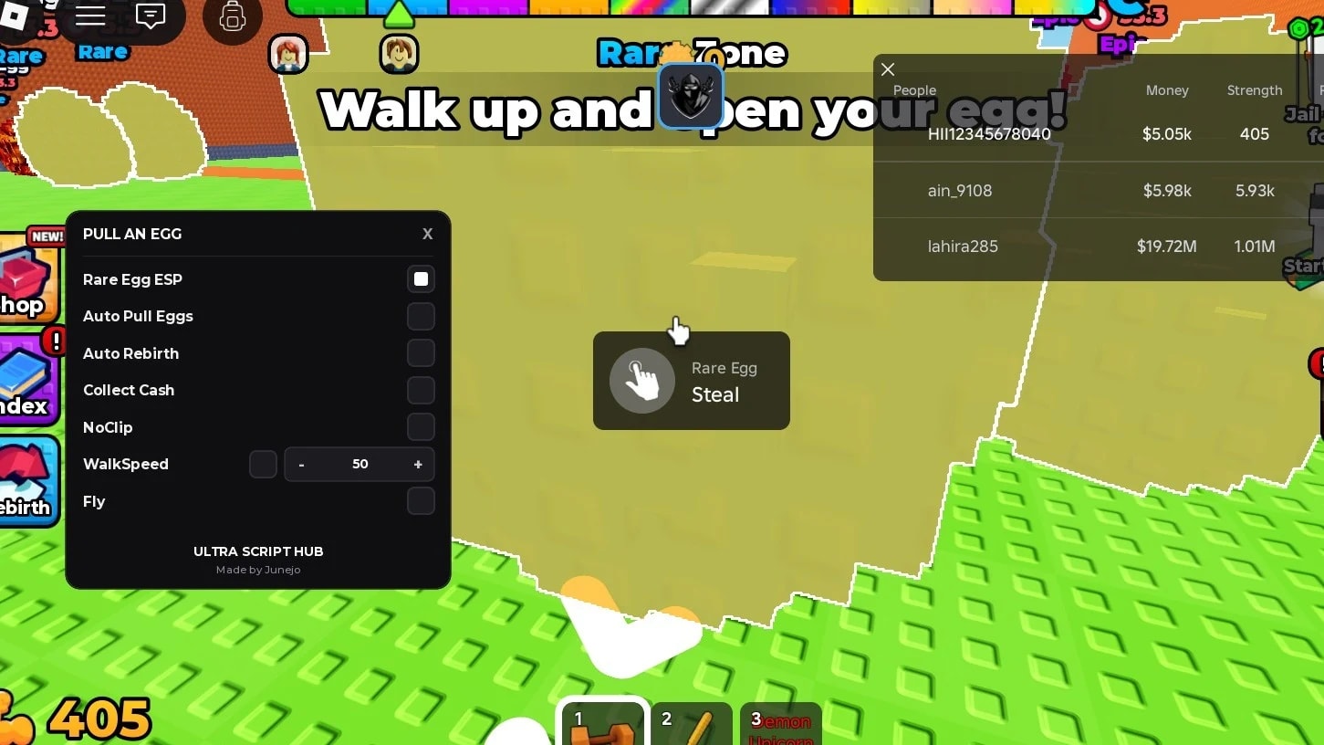 Rare egg ESP auto pull egg collect cash , auto rebirth ,