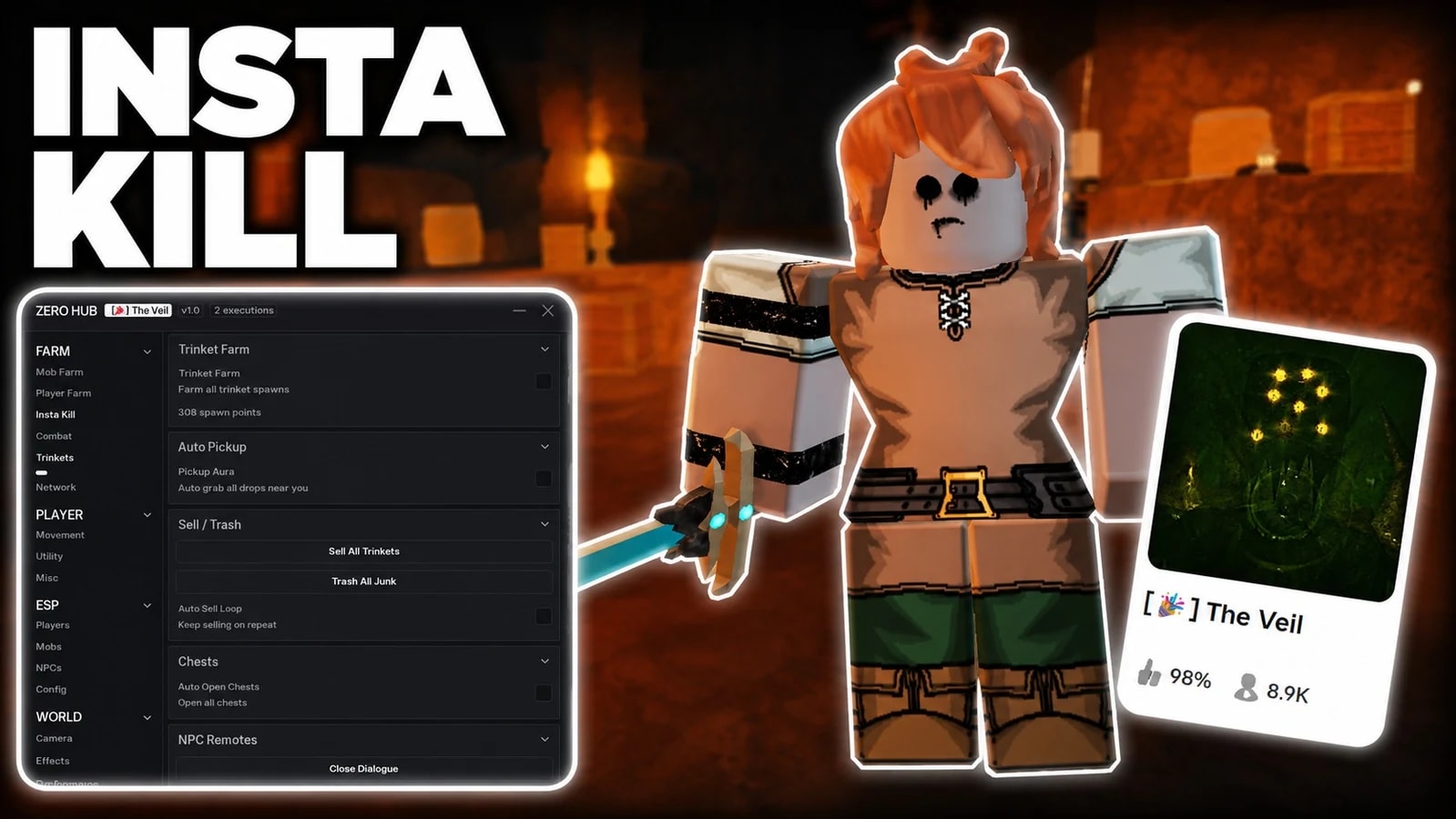 [ INSTA KILL ]THE VEIL SCRIPT | SO MANY FEATURES OP SCRIPT