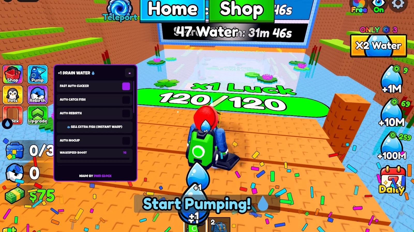 Auto Clicker, Auto Catch Fish, Auto Rebirth and more