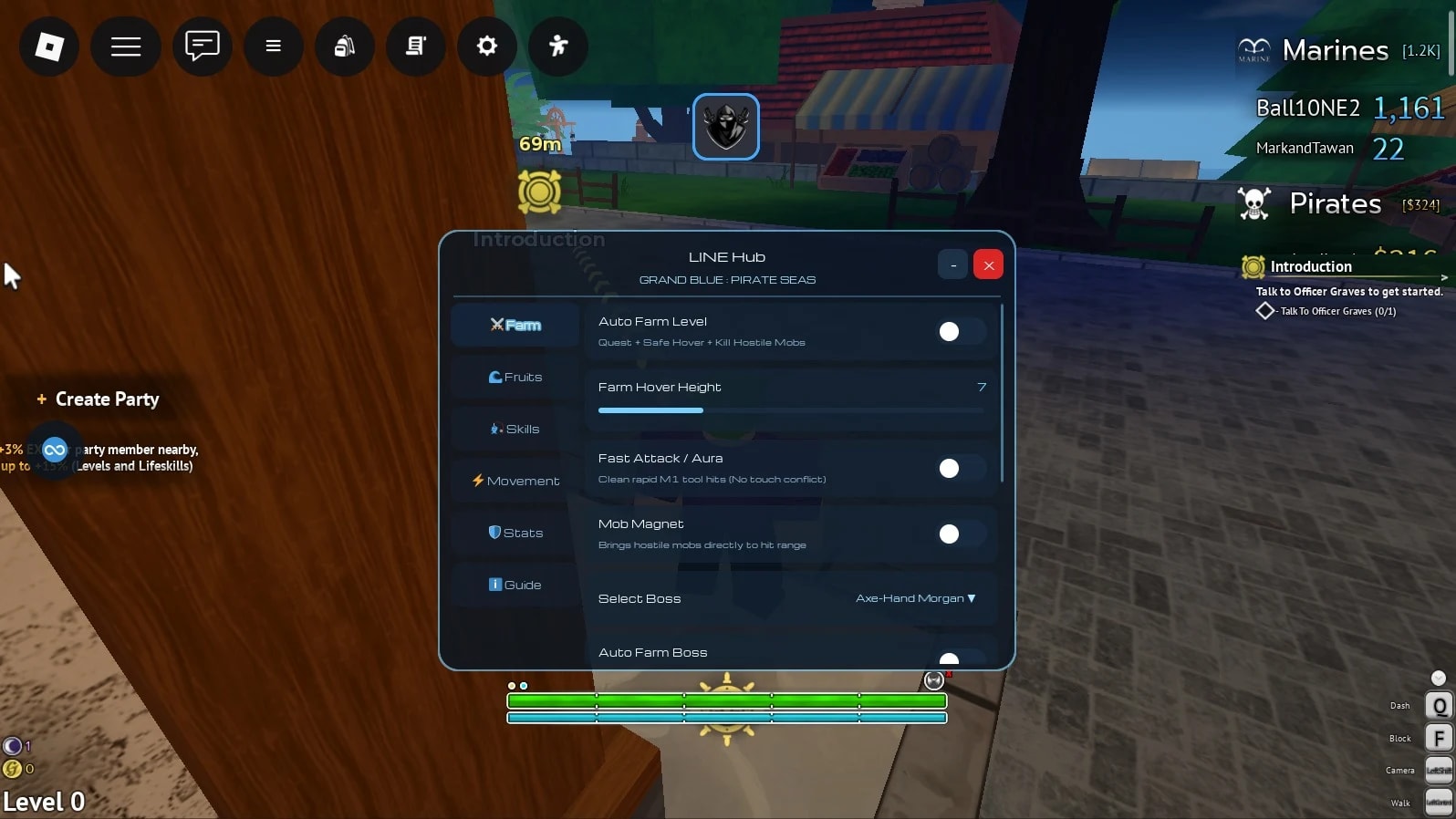 Auto Farm, Auto Boss, Fruit ESP, Auto Fish