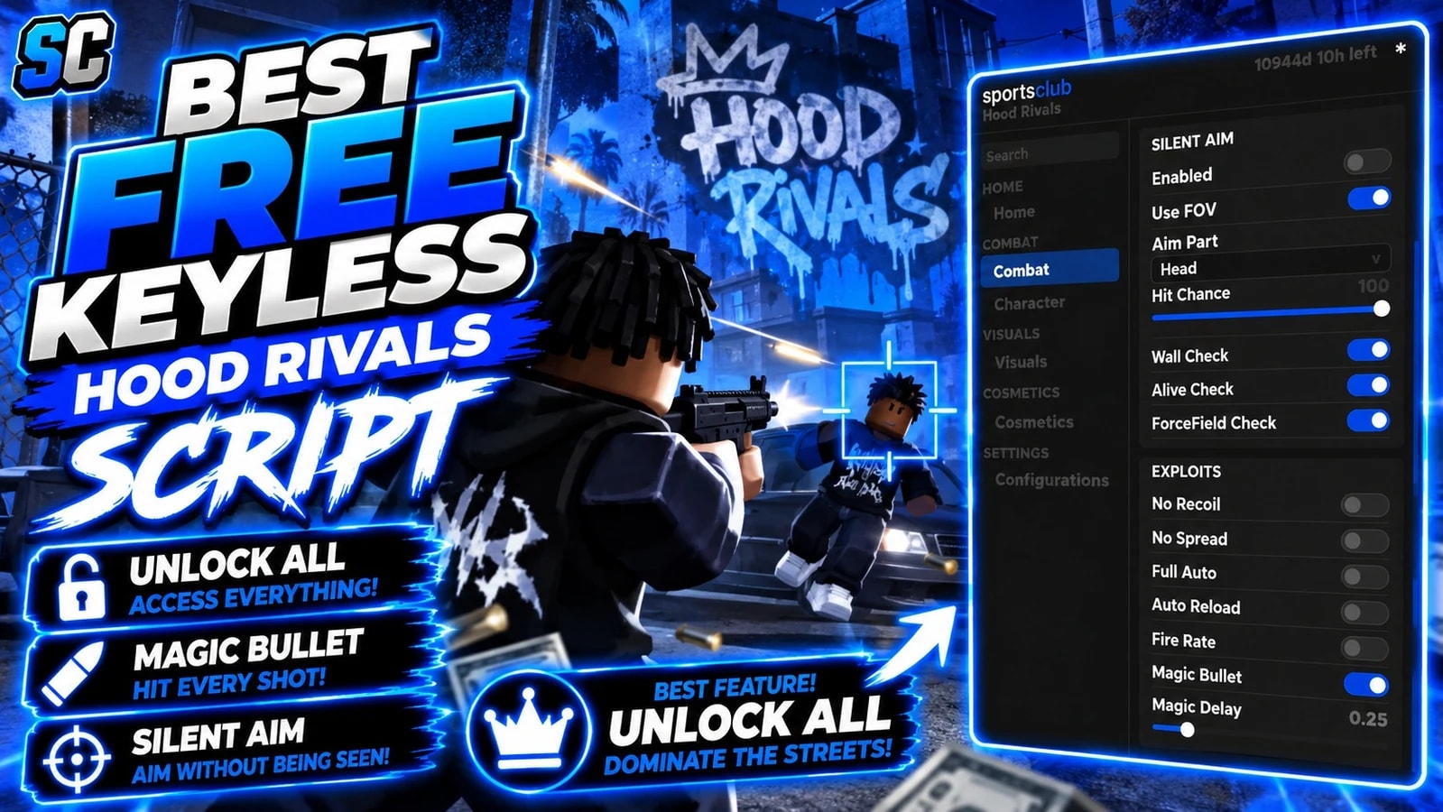 Free Hood Rivals Script | Unlock All, Magic Bullet, Aimbot