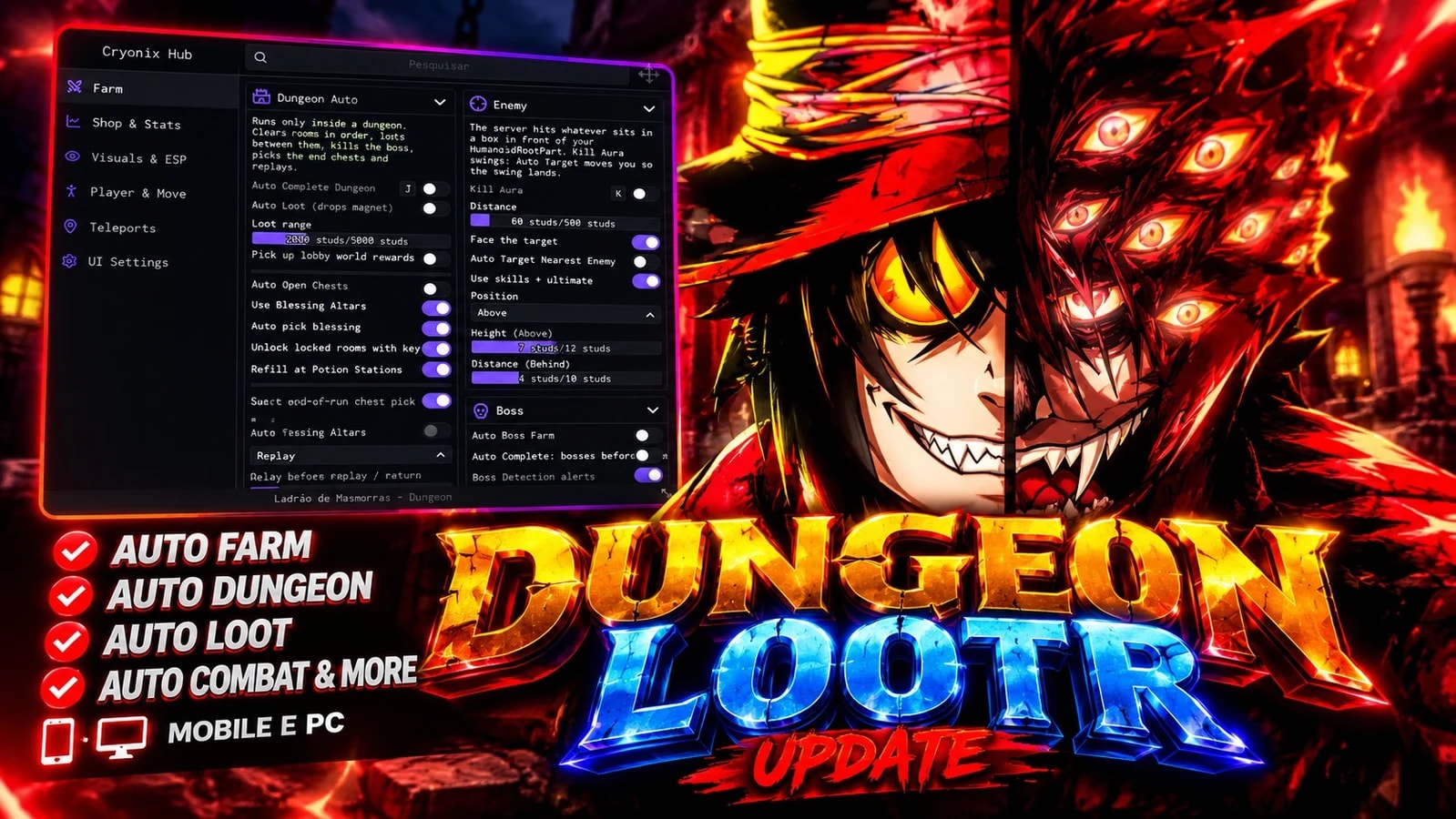Dungeon Lootr Script — AUTO FARM, AUTO DUNGEON, AUTO LOOT,
