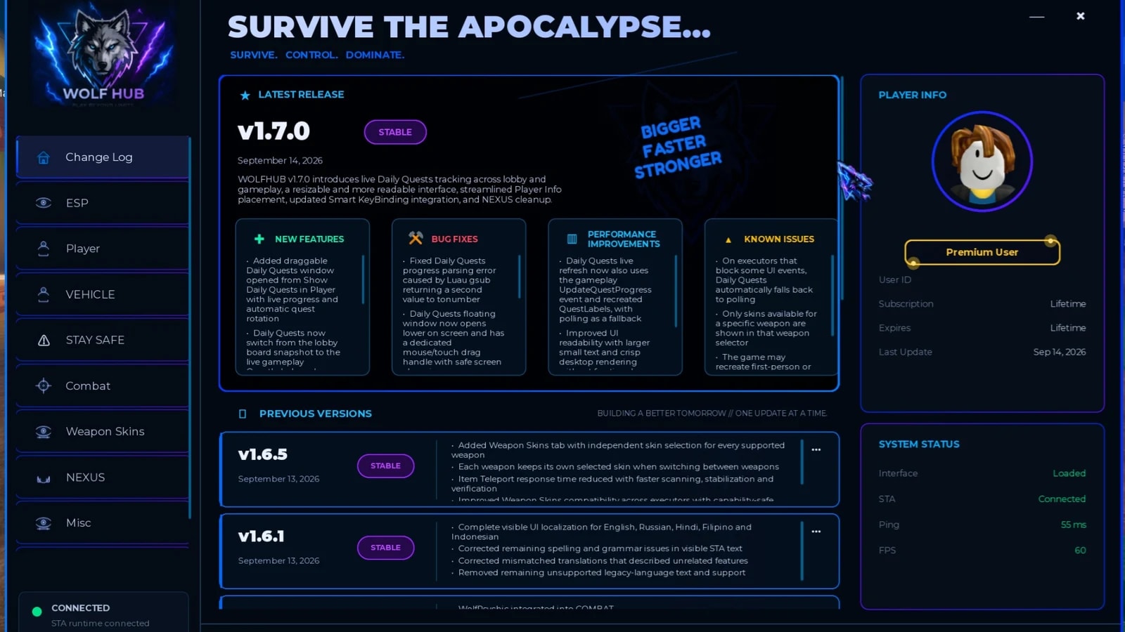 WolfHub - Auto Farm, Self Revive, ESP & Utilities