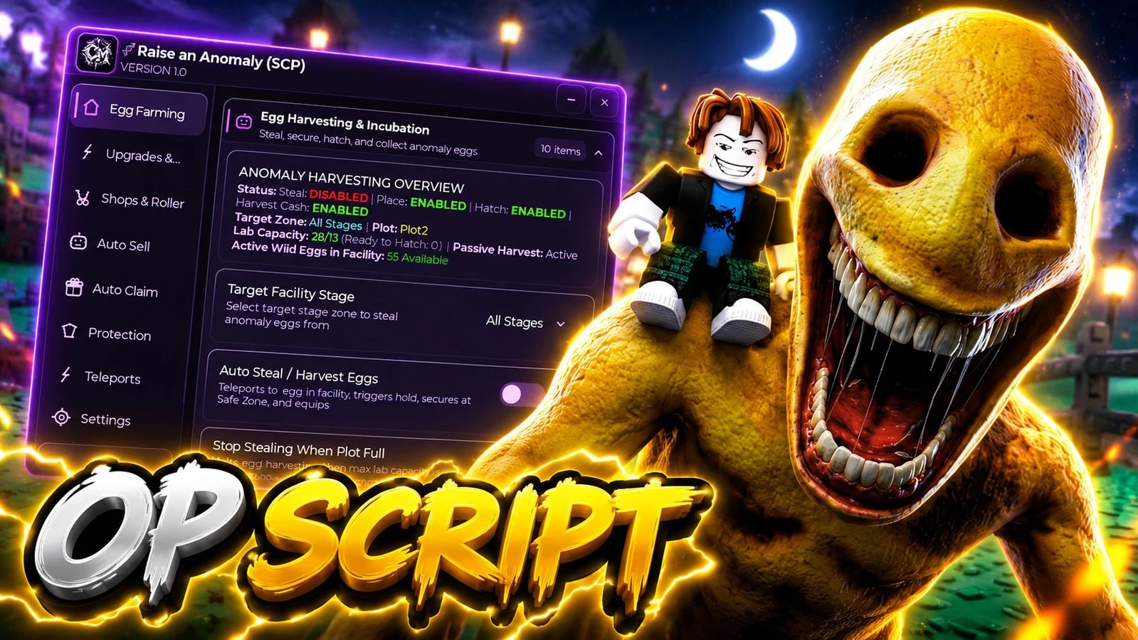 INSTANT STEAL BEST SCP EGGS + AUTO ROLL + AUTO BUY FOOD+MORE
